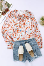 Load image into Gallery viewer, Multicolor Pattern Print Ruffled Pleated Long Sleeve Blouse
