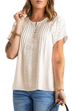 Load image into Gallery viewer, Crochet Eyelet Short Sleeves Top
