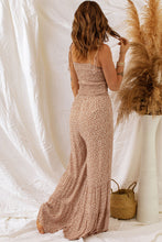 Load image into Gallery viewer, Khaki Thin Straps Smocked Bodice Wide Leg Floral Jumpsuit
