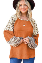 Load image into Gallery viewer, Leopard Colorblock Waffle Knit Top
