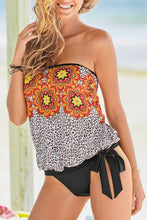 Load image into Gallery viewer, Retro Floral Leopard Pattern Strapless Tankini Set
