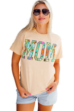 Load image into Gallery viewer, Khaki MOM Floral Letter Print T Shirt
