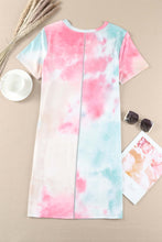 Load image into Gallery viewer, Multicolor Tie Dye Oversized Slit Tee Dress
