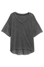 Load image into Gallery viewer, Waffle Knit Seamed Half Sleeve V Neck Top
