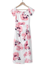 Load image into Gallery viewer, Floral Print Off Shoulder Slit Bodycon Midi Dress
