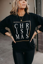 Load image into Gallery viewer, CHRISTMAS Glitter Print Crew Neck Sweatshirt
