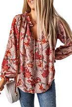 Load image into Gallery viewer, Split V Neck Printed Blouse

